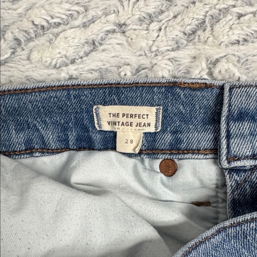 Madewell the perfect vintage Jean with raw hem ankle length medium wash size 28 - Picture 10 of 11